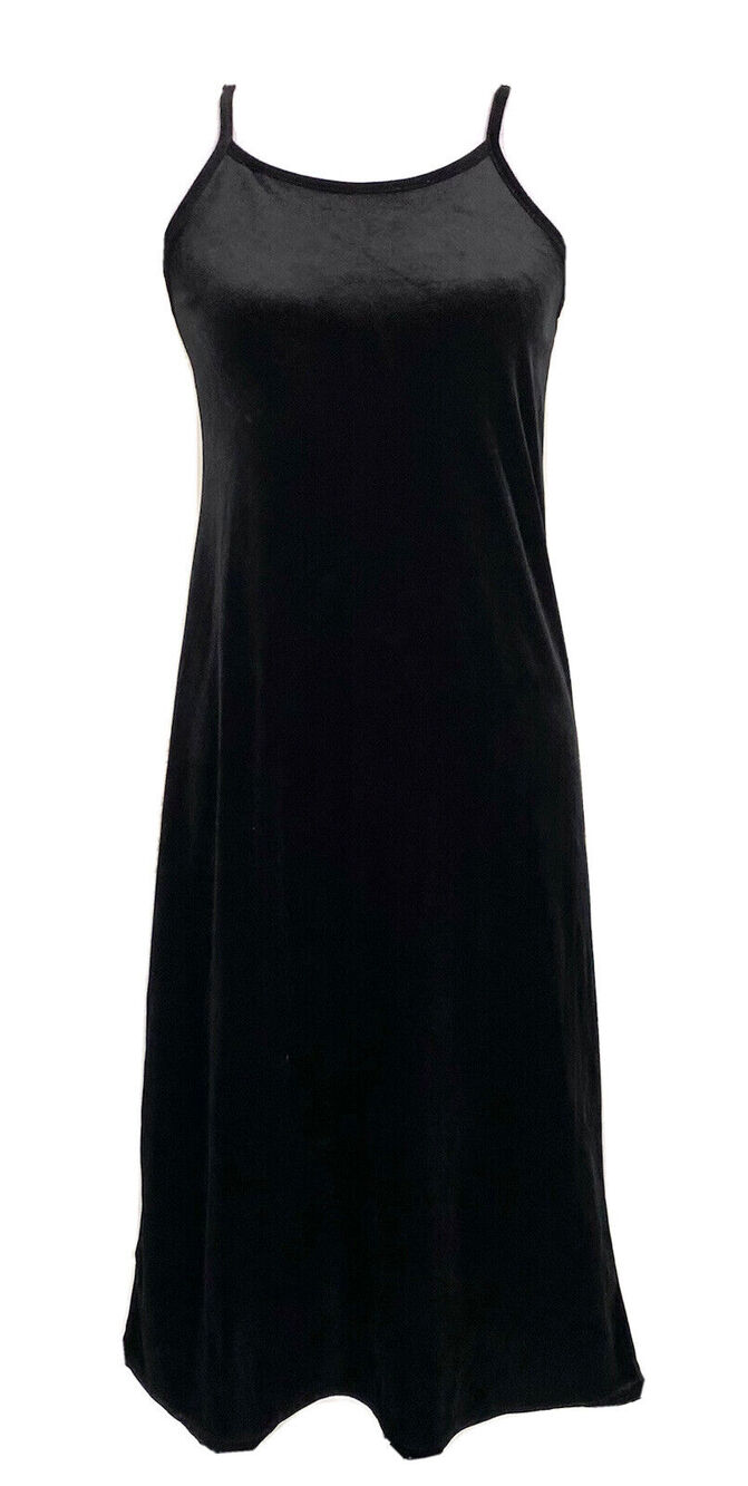 Amy Byer Vintage 90s Dress Black Velvety Grunge Y2K Sheath Tank Midi Sz M